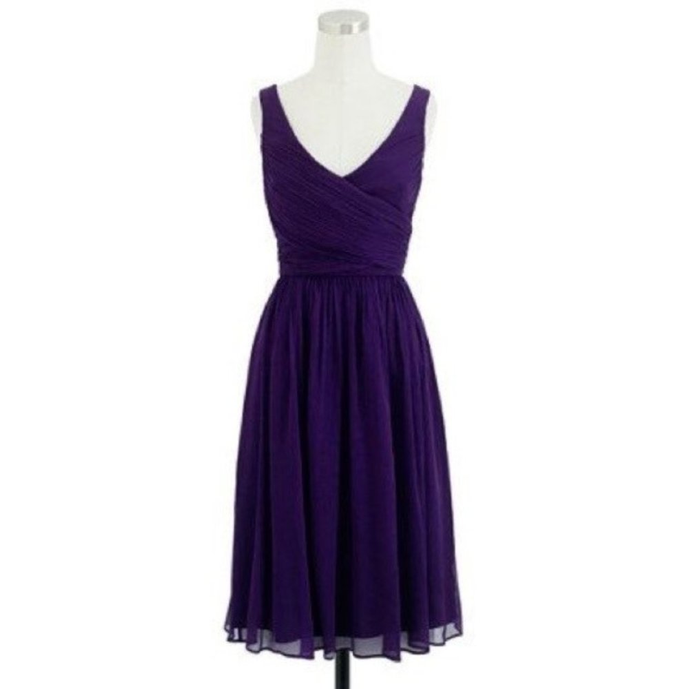 NWT J. Crew Heidi Dress in Silk Chiffon 2P Purple